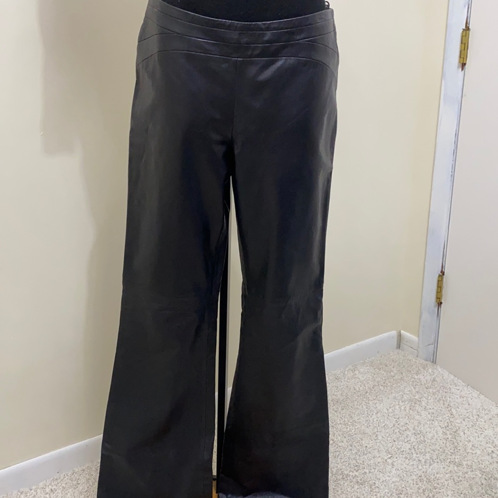 Black leather soft pants